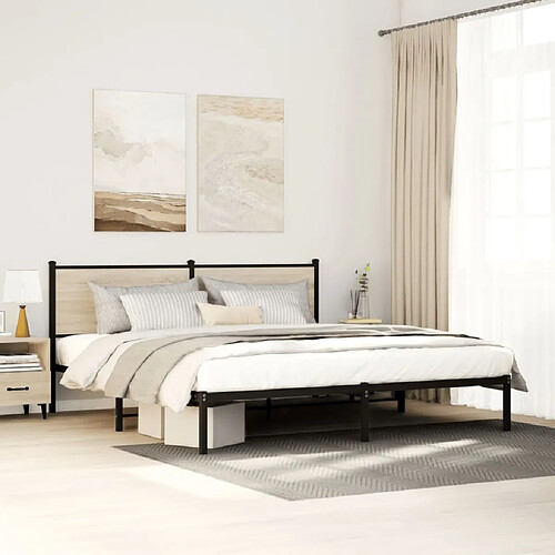 vidaXL Cadre de lit en métal sans matelas chêne sonoma 183x213 cm