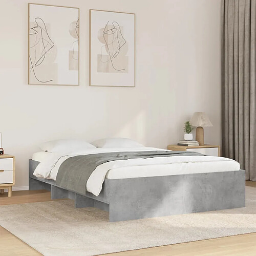vidaXL Cadre de lit sans matelas gris béton 140x200 cm bois ingénierie