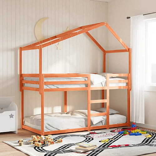 vidaXL Lit superposé sans matelas cire marron 90x190 cm pin massif