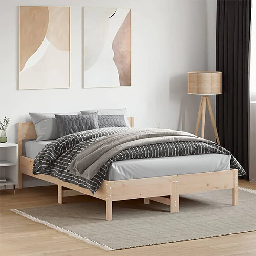 vidaXL Cadre de lit sans matelas 135x190 cm bois de pin massif