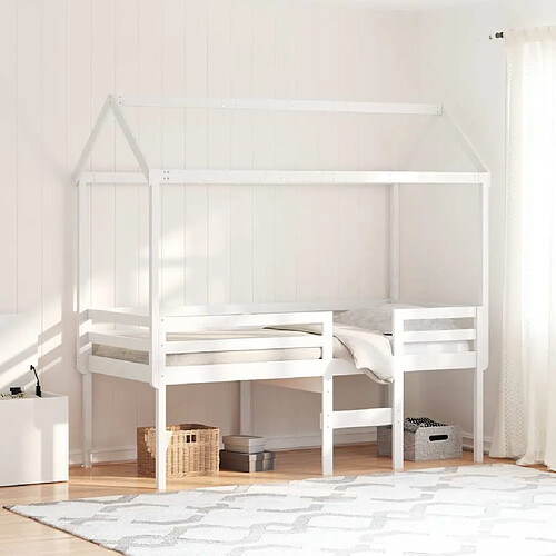 vidaXL Lit haut sans matelas blanc 75x190 cm bois de pin massif