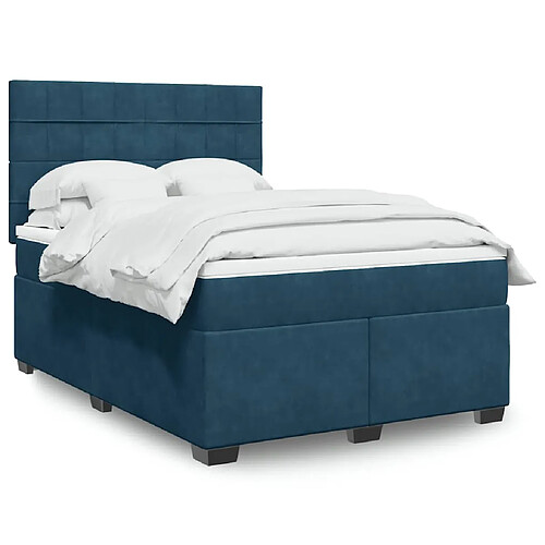 vidaXL Sommier à lattes de lit et matelas bleu 140x200 cm velours