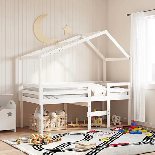 vidaXL Lit haut sans matelas blanc 90x190 cm bois de pin massif