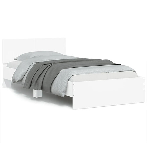 vidaXL Cadre de lit sans matelas avec lumières LED blanc 100x200 cm
