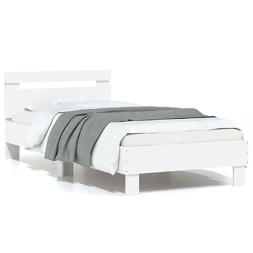 vidaXL Cadre de lit sans matelas avec lumières LED blanc 75x190 cm