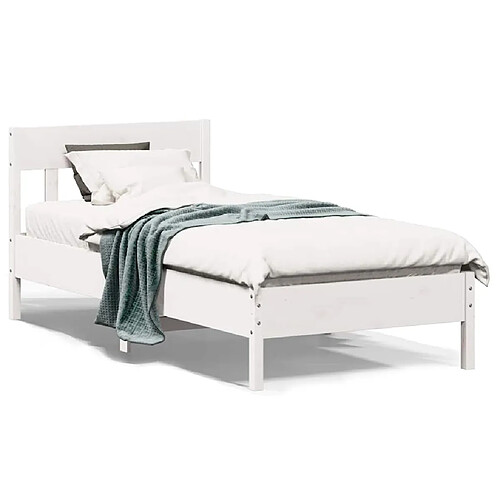 vidaXL Cadre de lit sans matelas blanc 100x200 cm bois de pin massif