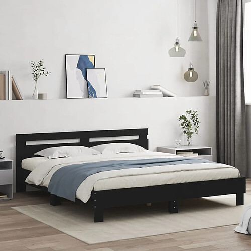 vidaXL Cadre de lit avec LED sans matelas noir 180x200 cm