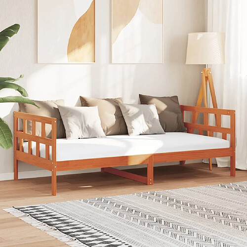 vidaXL Lit de jour sans matelas cire marron 90x200 cm bois pin massif