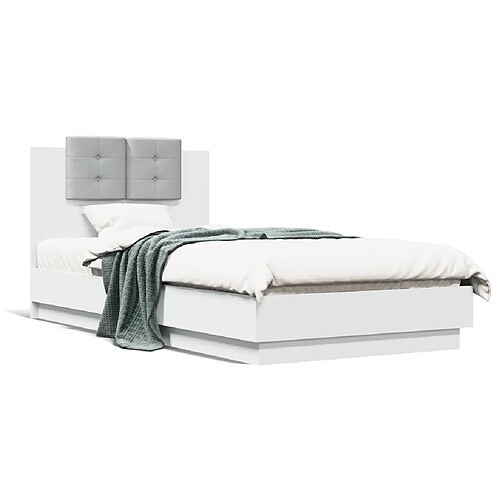 vidaXL Cadre de lit avec LED sans matelas blanc 75x190 cm