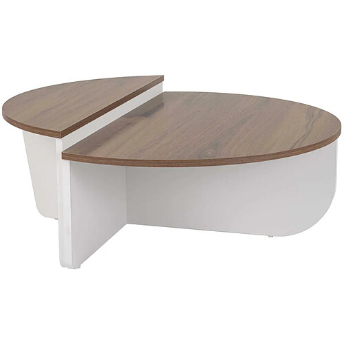 Hanah home Table basse ronde - Noyer et blanc