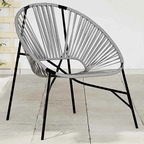 vidaXL Chaise œuf de jardin - Résine tressée - Noir et gris clair