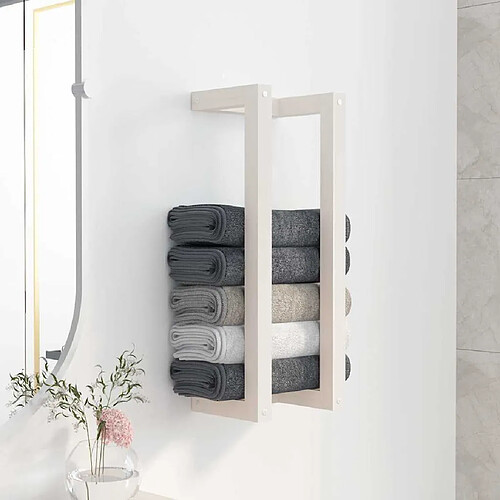 vidaXL Porte-serviette bois pin massif blanc