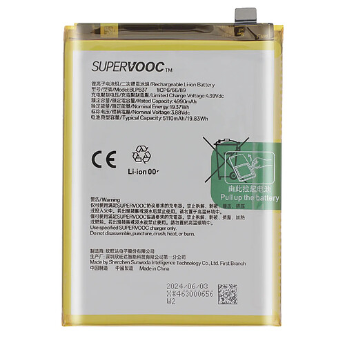 Oneplus Batterie BLPB37 pour Nord CE4 Lite 5G