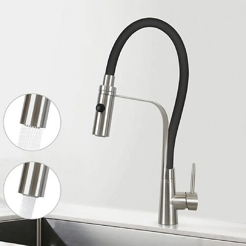 ZMH Kitchen Tap Black - Robinetterie avec douchette orientable à 360° cuisine