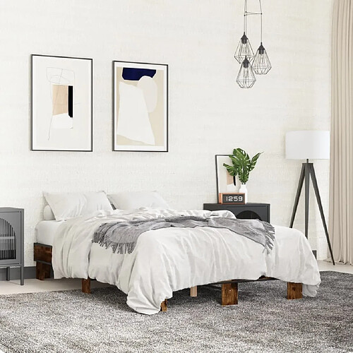 vidaXL Cadre de lit sans matelas chêne fumé 140x200 cm