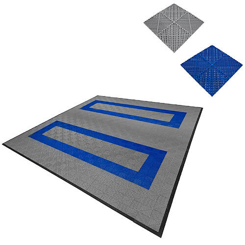 Monstershop Carrelage Imbriqué Gris/Bleu