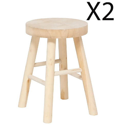 Pegane Lot de 2 tabourets d'appoint - Naturel