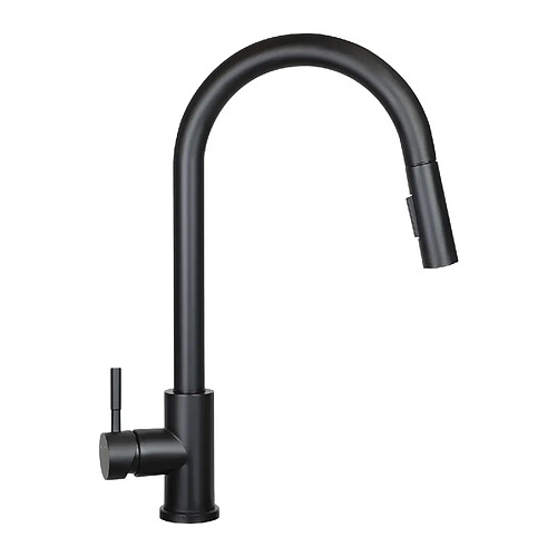 ZMH Robinet de Cuisine Noir en Acier Inoxydable avec Douche Extractible et Rotation 360° - 2 Jets