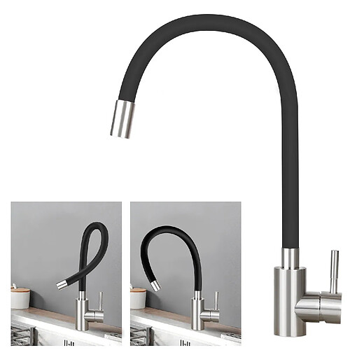 Robinet de Cuisine en Acier Inoxydable ZMH avec Douchette Extensible et Rotation à 360°