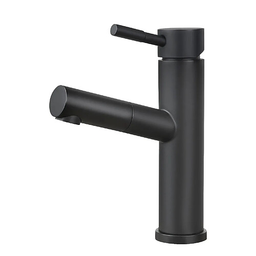 Robinet de lavabo extensible noir avec douchette - Mitigeur monocommande en acier inoxydable ZMH
