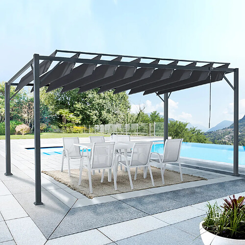 Idmarket Pergola 3x4 M lames orientables gris