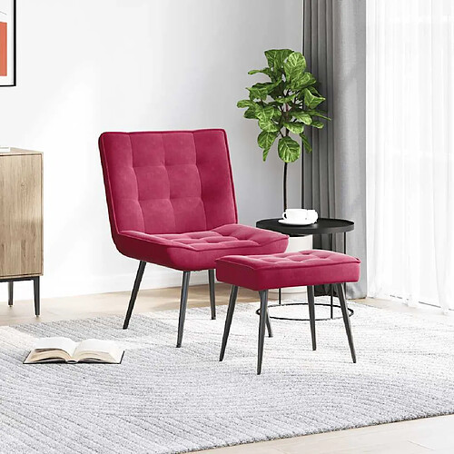 vidaXL Chaise de relaxation avec Tabouret Bordeaux