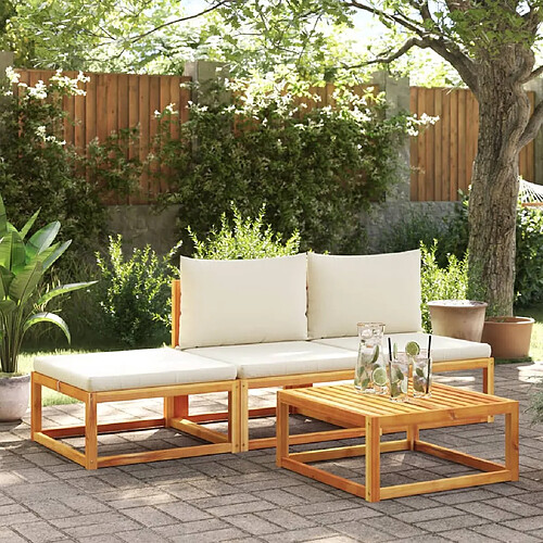 vidaXL Salon de Jardin 4 Pcs avec Coussins - Bois d'Acacia