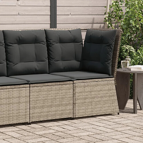 vidaXL Canapé d'Angle de Jardin avec Coussins - Gris Rotin