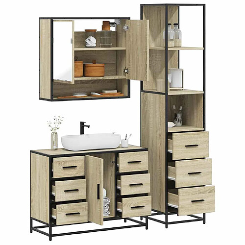 vidaXL Ensemble de meubles de salle de bain 3 pcs chêne sonoma