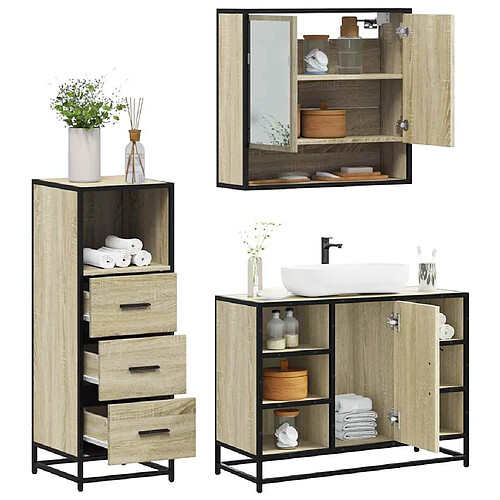 vidaXL Ensemble de meubles de salle de bain 3 pcs chêne sonoma