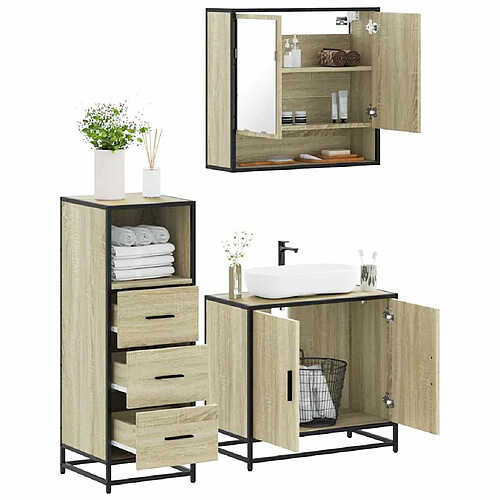 vidaXL Ensemble de meubles de salle de bain 3 pcs chêne sonoma