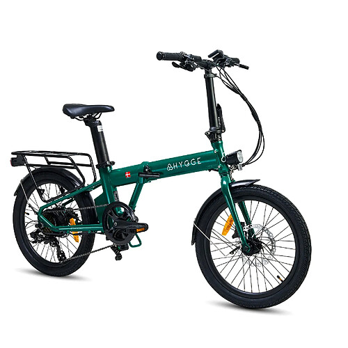 Hygge Bikes Virum - Vélo électrique pliant ultra-léger 36V 10Ah - Vert British Racing