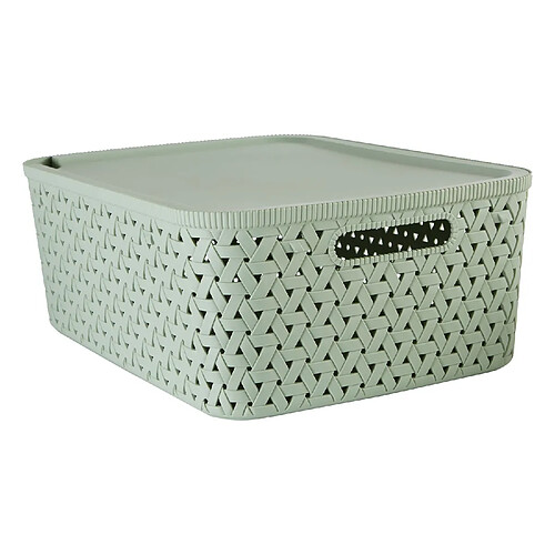 Atmosphera Panier de rangement tressé avec couvercle TRESSY - Vert