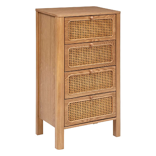 Atmosphera Chiffonnier 4 tiroirs en cannage TIRIA - Marron