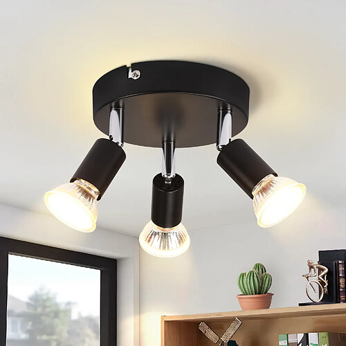 Nettlife Plafonnier LED 3 spots GU10 - Noir
