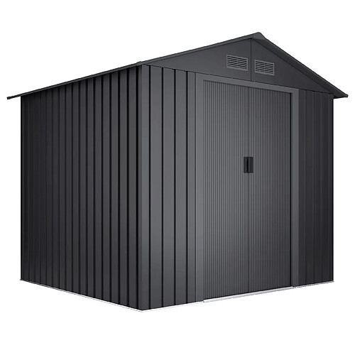 Wasabi - Abri de Jardin Métal 5,27m2 Light Anthracite - Porte coulissante double - Grilles de ventilation