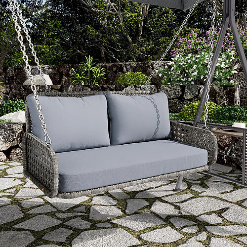 Merax Banc balançoire de jardin 2 places - Gris