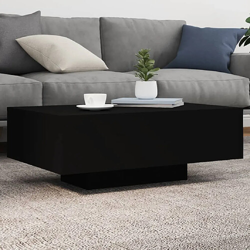 vidaXL Table basse avec lumières LED noir 85x55x31 cm