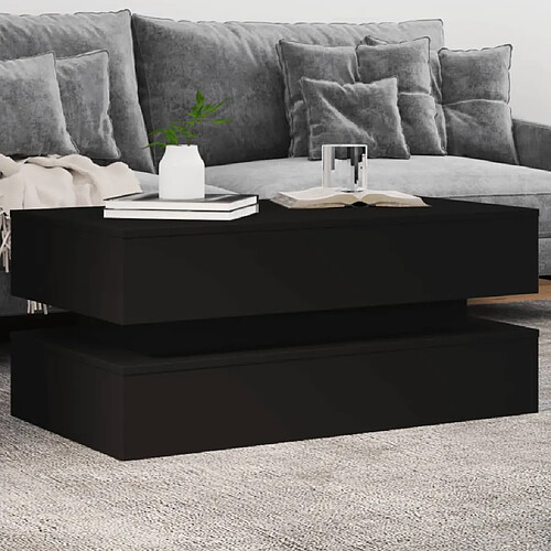 vidaXL Table basse avec lumières LED noir 90x50x40 cm
