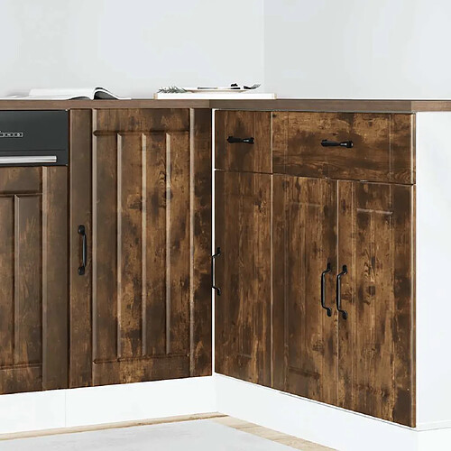 vidaXL Meuble bas de cuisine Lucca chêne fumé bois d'ingénierie