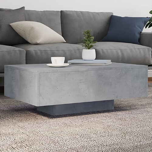 vidaXL Table basse avec lumières LED gris béton 85x55x31 cm