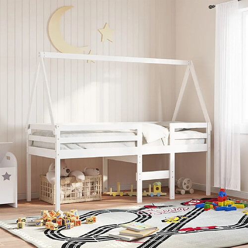 vidaXL Lit haut sans matelas blanc 90x190 cm bois de pin massif