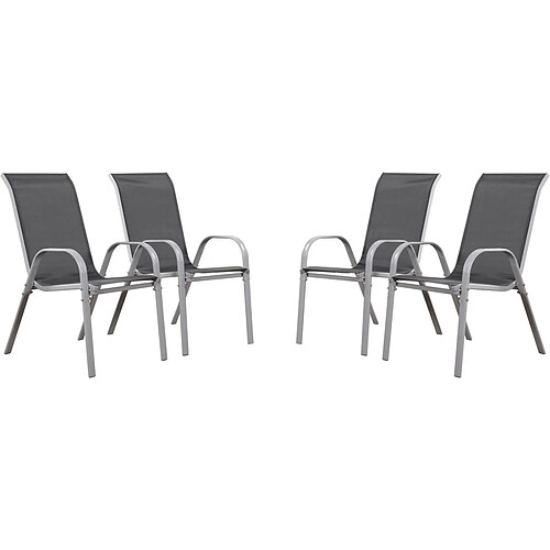 Habitat Et Jardin Fauteuil jardin Textilène [ ]Cordoba[ ] - Phoenix - Gris foncé/Argenté - Lot de 4