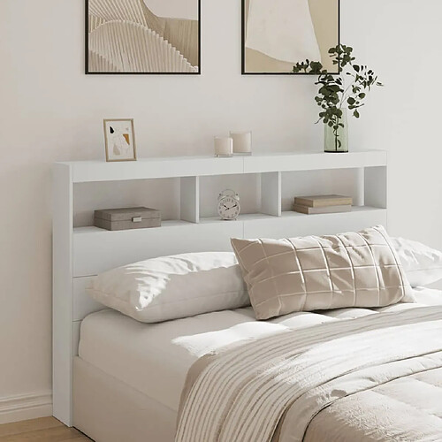 vidaXL Armoire tête de lit avec LED blanc 160x17x102 cm