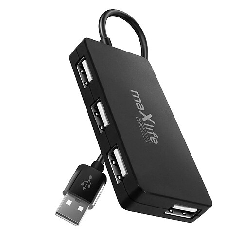 Maxlife Hub USB 4 Ports Femelle - 1.5m - Noir