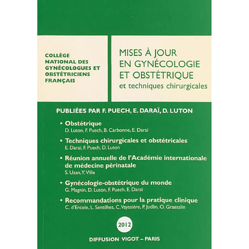 Mises à jour en gynécologie et obstétrique et techniques chirurgicales · Occasion