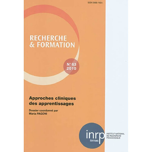 Recherche et formation, n° 63. Approches cliniques des apprentissages · Occasion