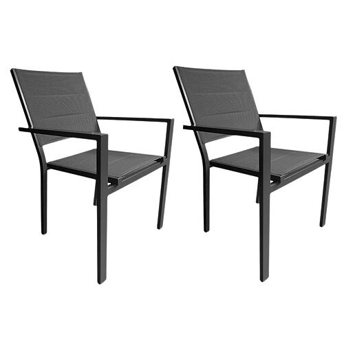JARDILINE Fauteuils aluminium et textilène gris Ibiza (Lot de 2)