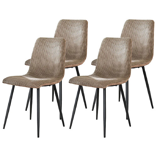 Lisa Design Iris - Lot de 4 chaises - Latte