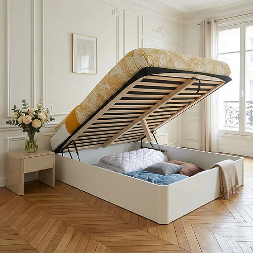 Le Quai Des Affaires LIT COFFRE SPIRO 140x190cm + 1 SOMMIER / BLANC